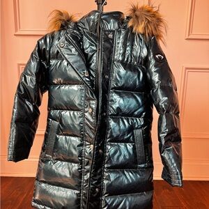 Appaman peacock blue Puffer Coat with Faux Fur Trim (worn twice like new)